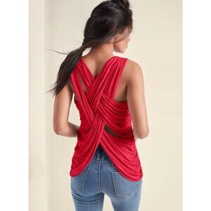 VENUS Vibrant Red Cross-Back Tank Top